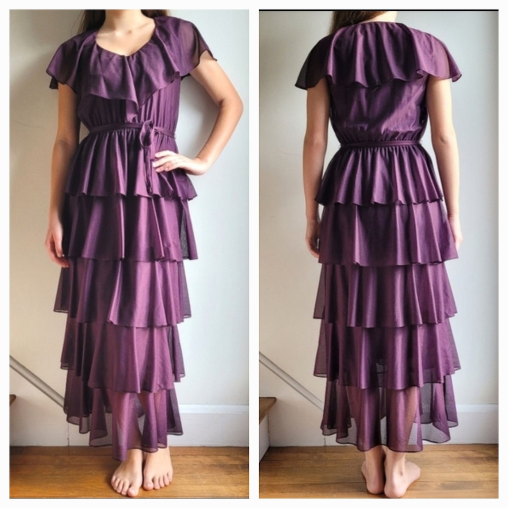Whimsigoth Fairy Romantic Goth Flowy Sheer Sleeveless Tiered Maxi Dress 6